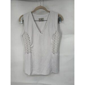 Penguin V Neck Tennis Tank Blouse Women XS White Lace Racquet‎ & Paddle Athletic